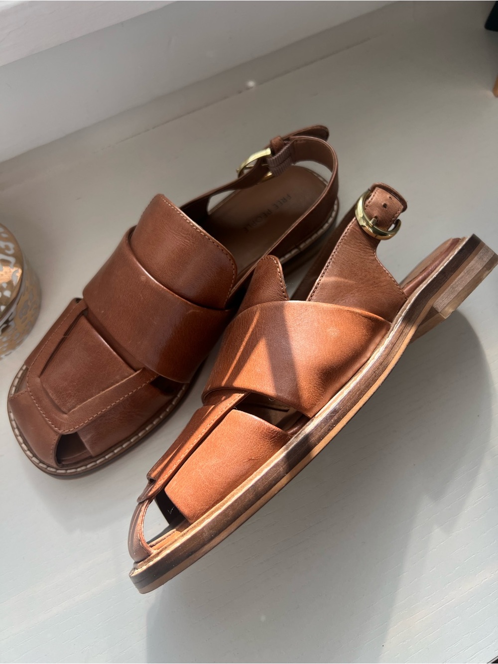 Free People “Libby” Brown Leather Slingback Sandals - Women - Picture 2 of 6